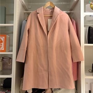 Notched Lapel Wool And Cashmere Wrapped Women Coat